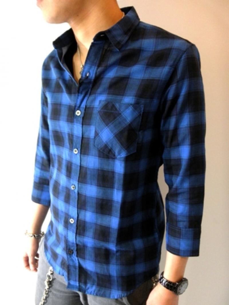 Magine/ޡ:W GAUZE CHECK 3/4 SLEEVE SHIRTS(1421-09)ĺͲSALE