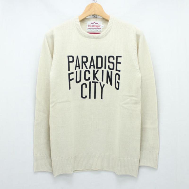 HIDE&SEEK PA FU Crew Knit:OFF WHITE(SOLID) !!