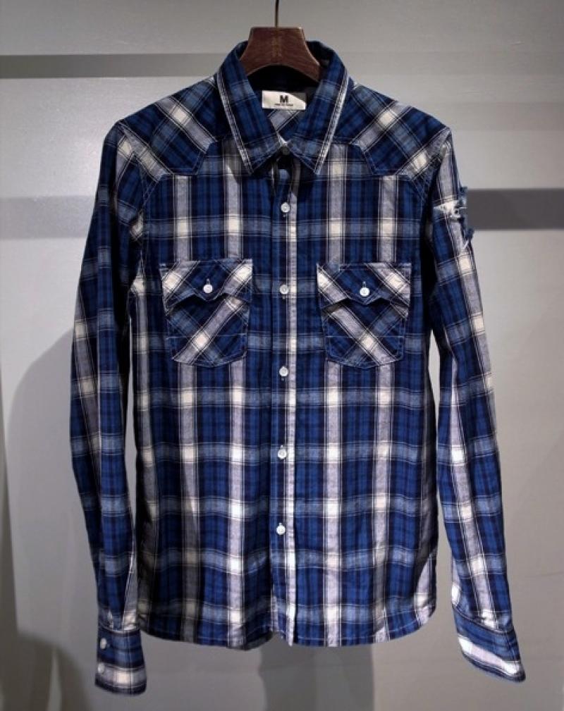 Mʿ͵ؤwashed indigo check shirtsκƥ꡼