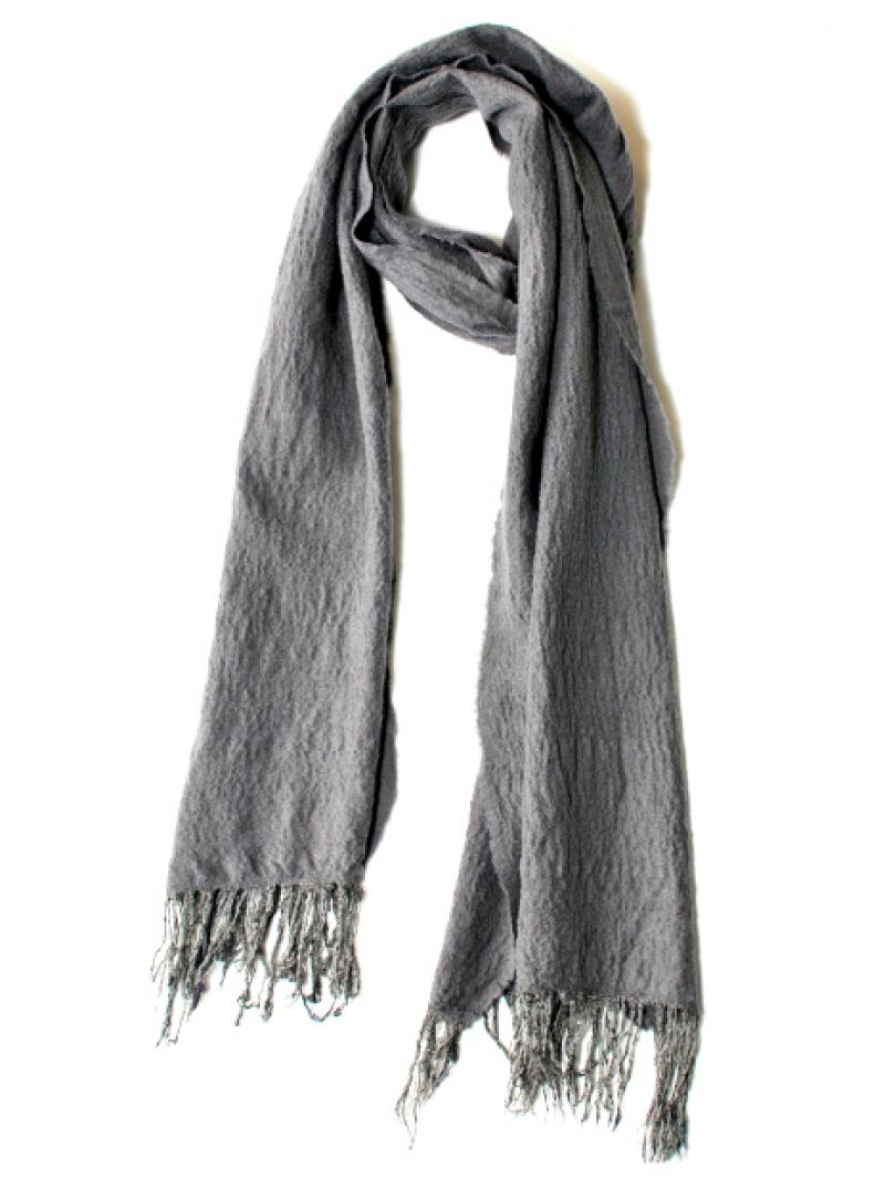 OURET(å):WOOL RAYON WASHER FRINGE STOLE(OR142-4181)/GRAY