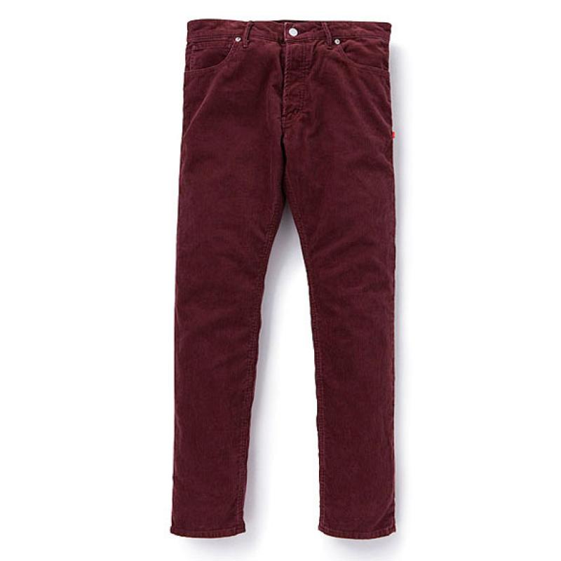 BEDWIN TAPERED FIT CORDUROY PANTS FADED "CHARLS":BURGUNDY