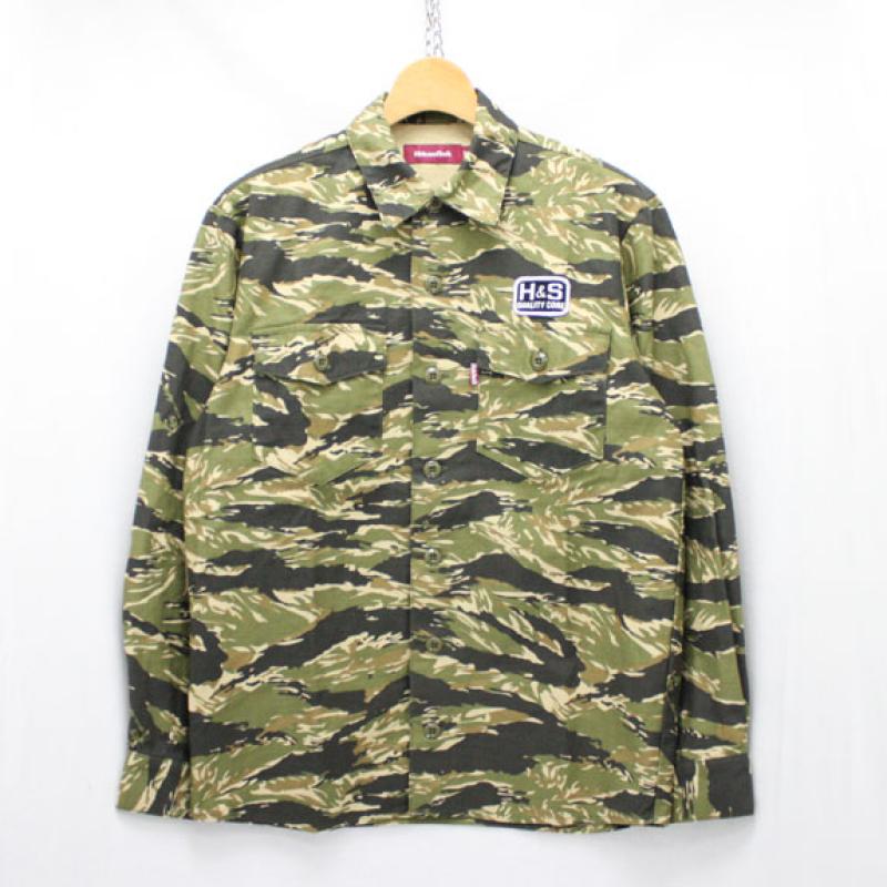 HIDE&SEEK Fatigue L/S Shirt (14aw):TIGER CAMO