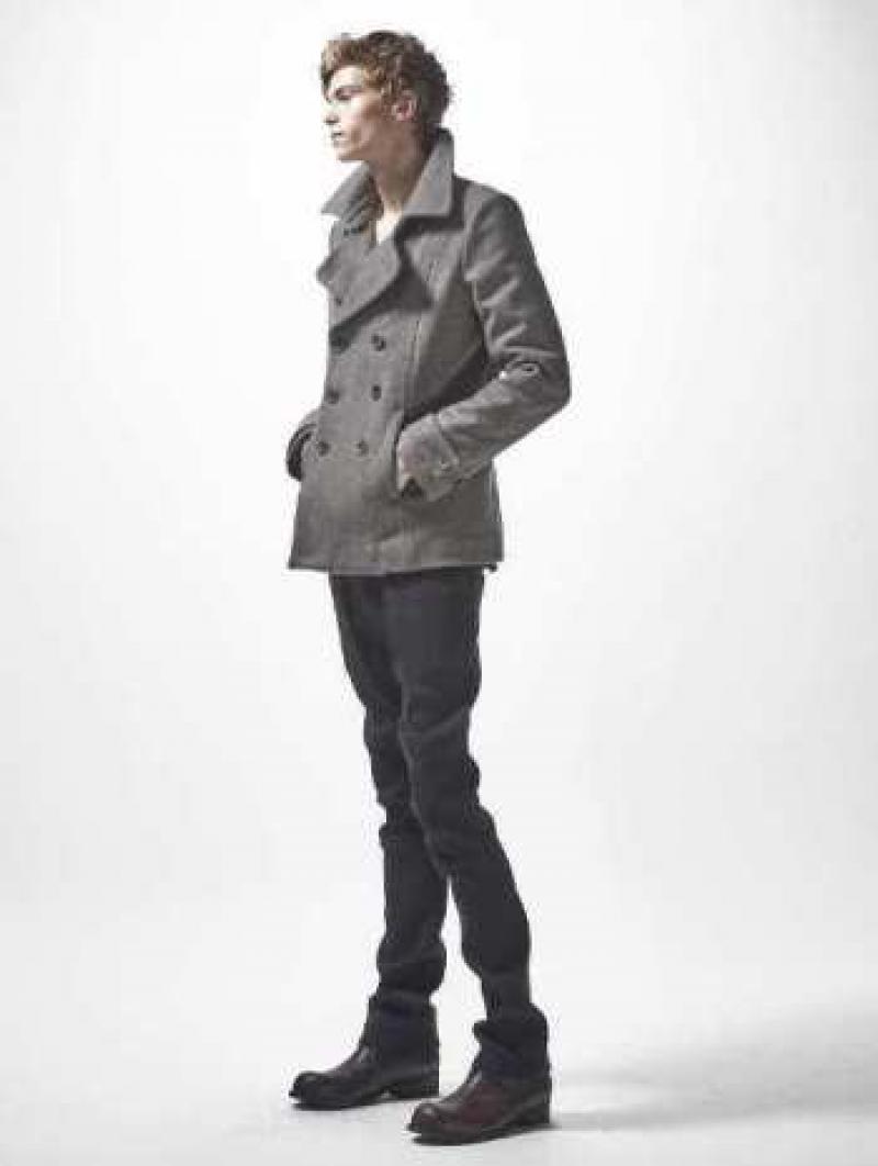 OURET(å):W/N DOUBLE MELTON PEA COAT(OR142-0821)/BEIGE GRAY