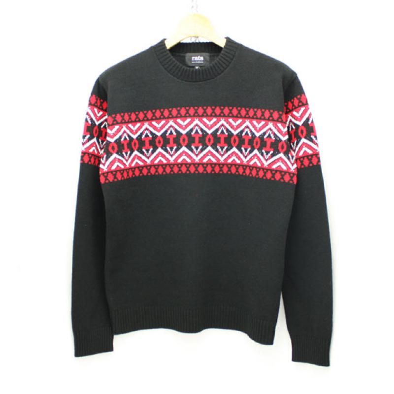 RATS FAIR ISLE KNIT:BLACK !!