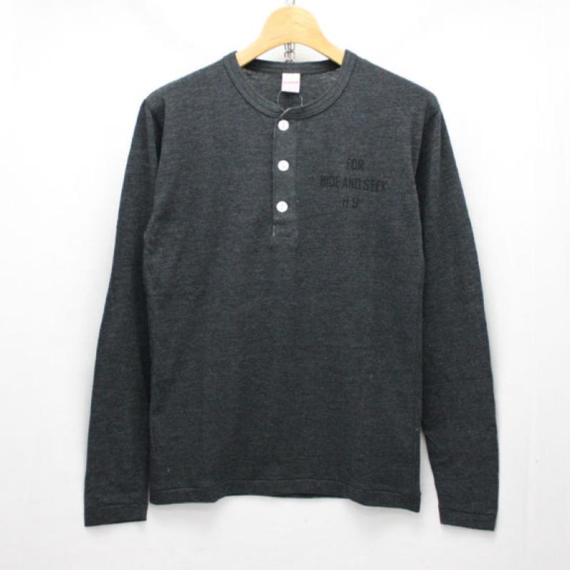 HIDE&SEEK Henleyneck L/S Shirt (14aw):C-GREY !!