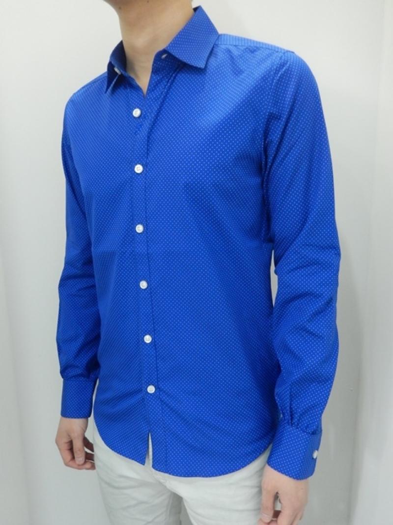 DELAY by Win&Sons:Pin Dot Dress Shirt[DW21-SH-003] /BLUE