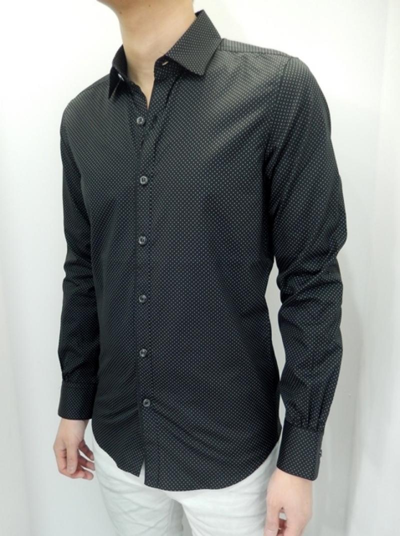 DELAY by Win&Sons:Pin Dot Dress Shirt[DW21-SH-003]/BLACK