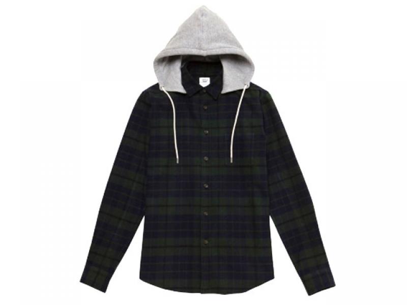 Mr.GENTLEMAN / FLANNEL CHECK HOODIE L/S SHIRTS