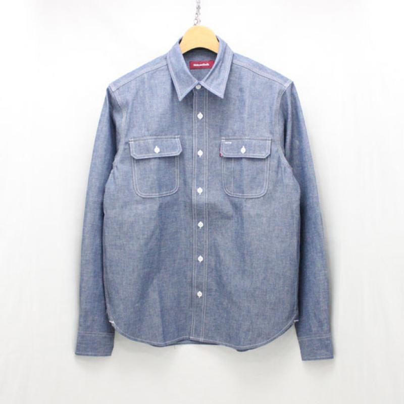 HIDE&SEEK Chambray L/S Shirt (14aw):INDIGO !!