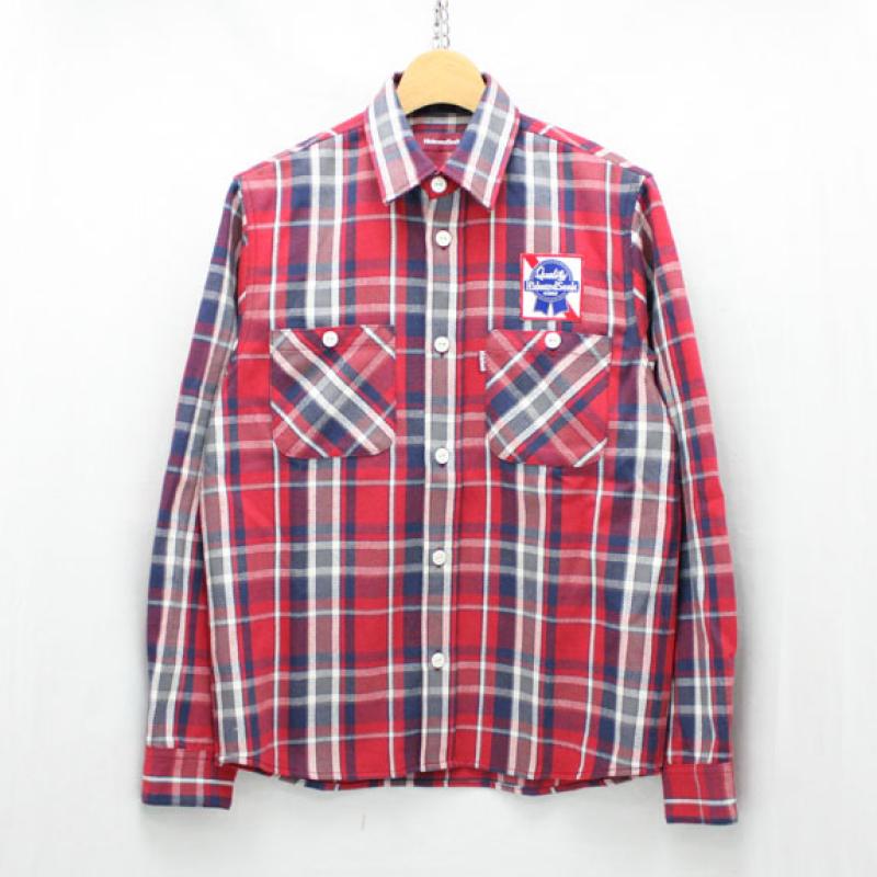 HIDE&SEEK Check L/S Shirt (15ss):RED