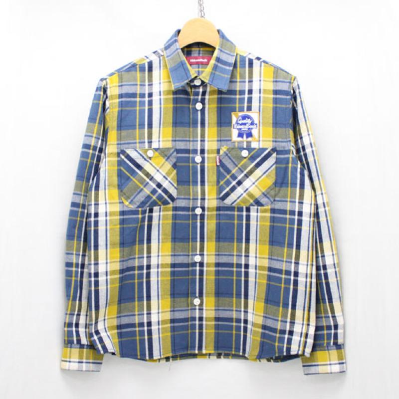 HIDE&SEEK Check L/S Shirt (15ss):YELLOW !!