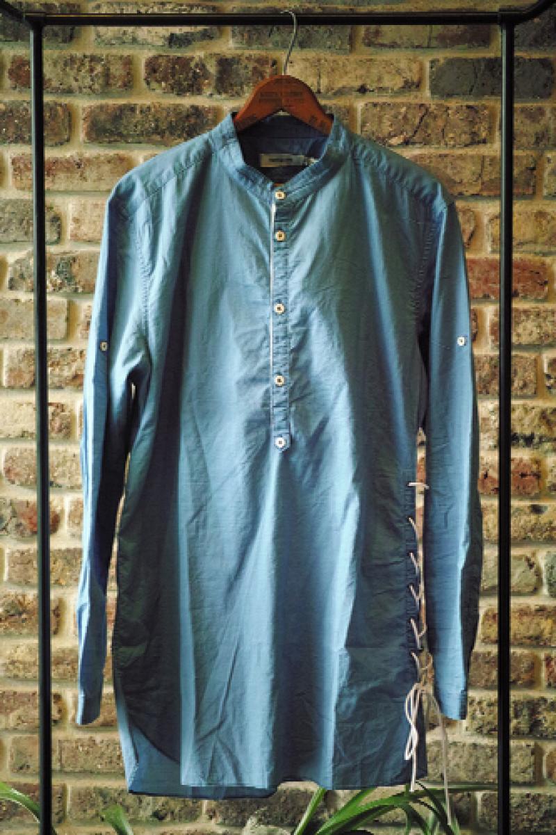 nonnative 2015 S/S  NN-S2705 PILGRIM PULLOVER LONG SHIRT COTTON LAWN INDIGO DYED