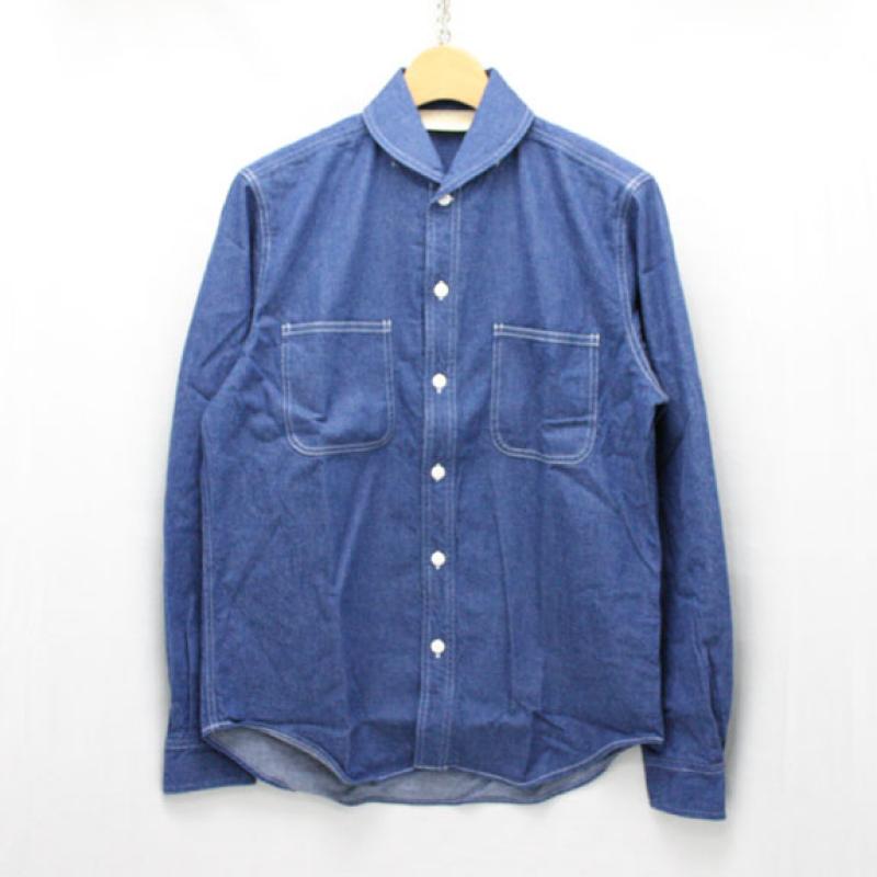 THE STYLIST JAPAN SHAWL COLLAR DENIM SHIRTS:LIGHT INDIGO !!