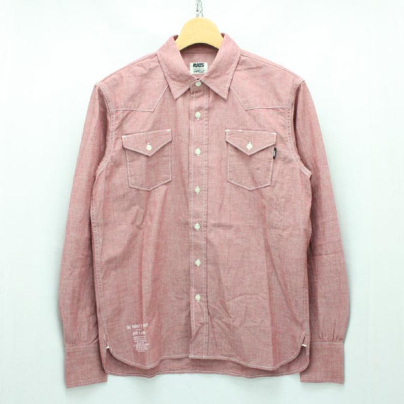 RATS CHAMBRAY WESTERN SHIRTS:RED !!