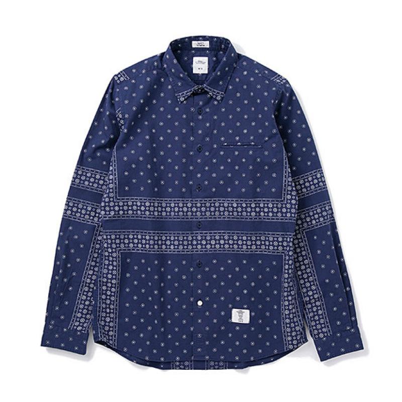 BEDWIN L/S OG BANDANA SHIRT "MONK":BLUE !!