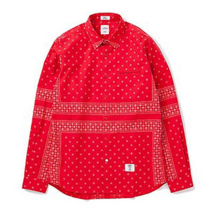 BEDWIN L/S OG BANDANA SHIRT "MONK":RED !!