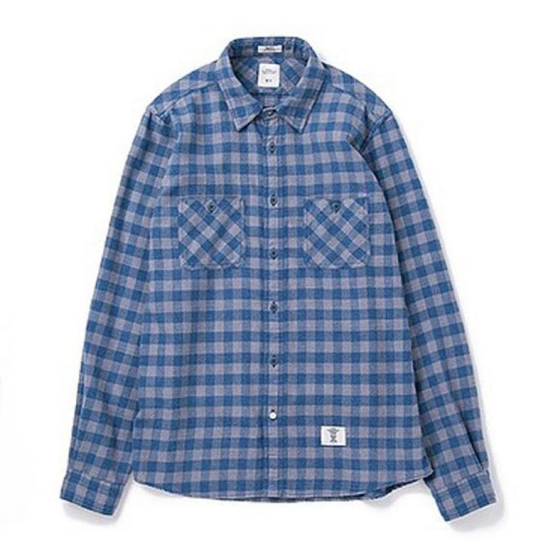 BEDWIN L/S FLANNEL BLOCK CHECK SHIRT "RICK":GREY !!