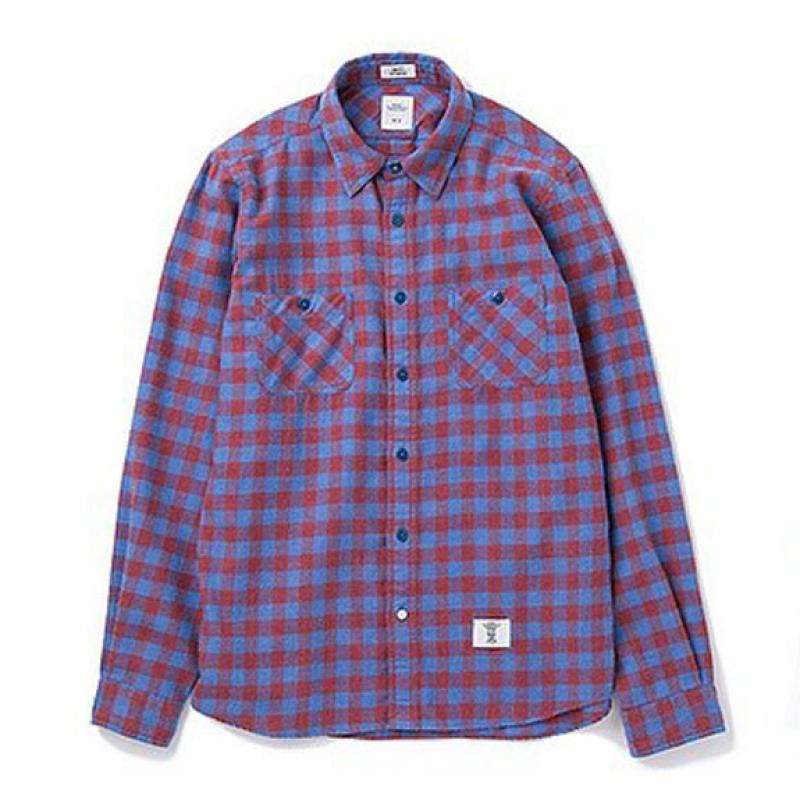 BEDWIN L/S FLANNEL BLOCK CHECK SHIRT "RICK":RED !!