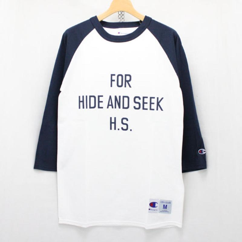 HIDE&SEEK Raglan 3/4s Tee (15ss):NAVYWHITE !!