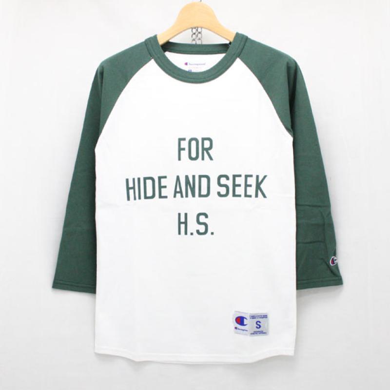 HIDE&SEEK Raglan 3/4s Tee (15ss):GREENWHITE !!