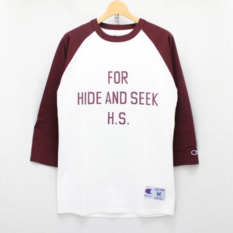 HIDE&SEEK Raglan 3/4s Tee (15ss):BURGUNDYWHITE !!