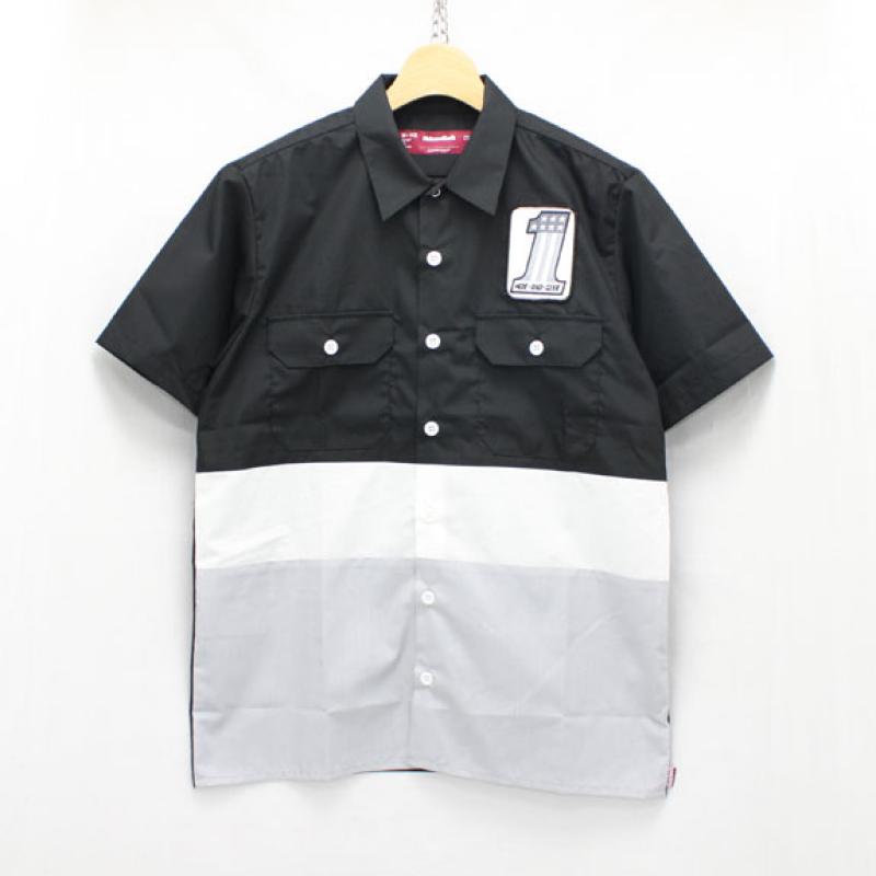 HIDE&SEEK Work S/S Shirt (#1):BLACKGRAY !!