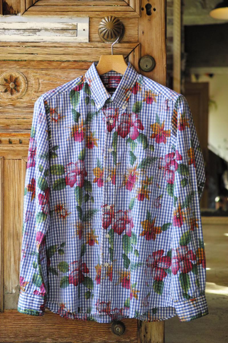 SOPHNET. 2015 S/S FLOWER GINGHAM CHECK B.D SHIRT