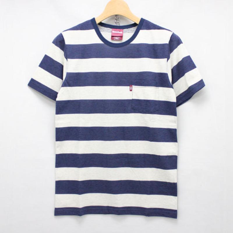 HIDE&SEEK Border S/S Tee (15ss):NAVYOFF WHITE !!