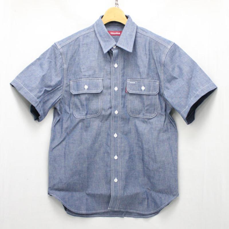 HIDE&SEEK Chambray S/S Shirt (15ss):NAVY !!