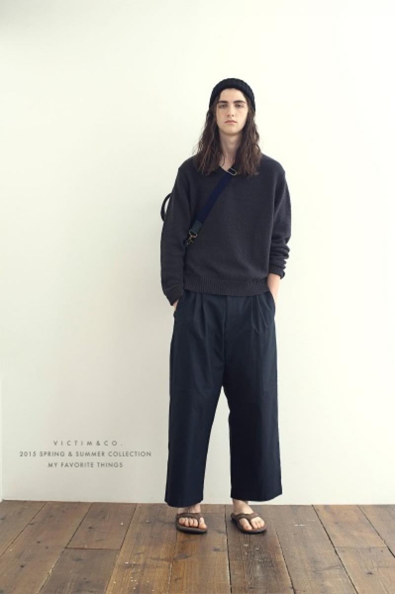 VICTIM/WIDE ANKLE SLACKS (COLOR NAVY)