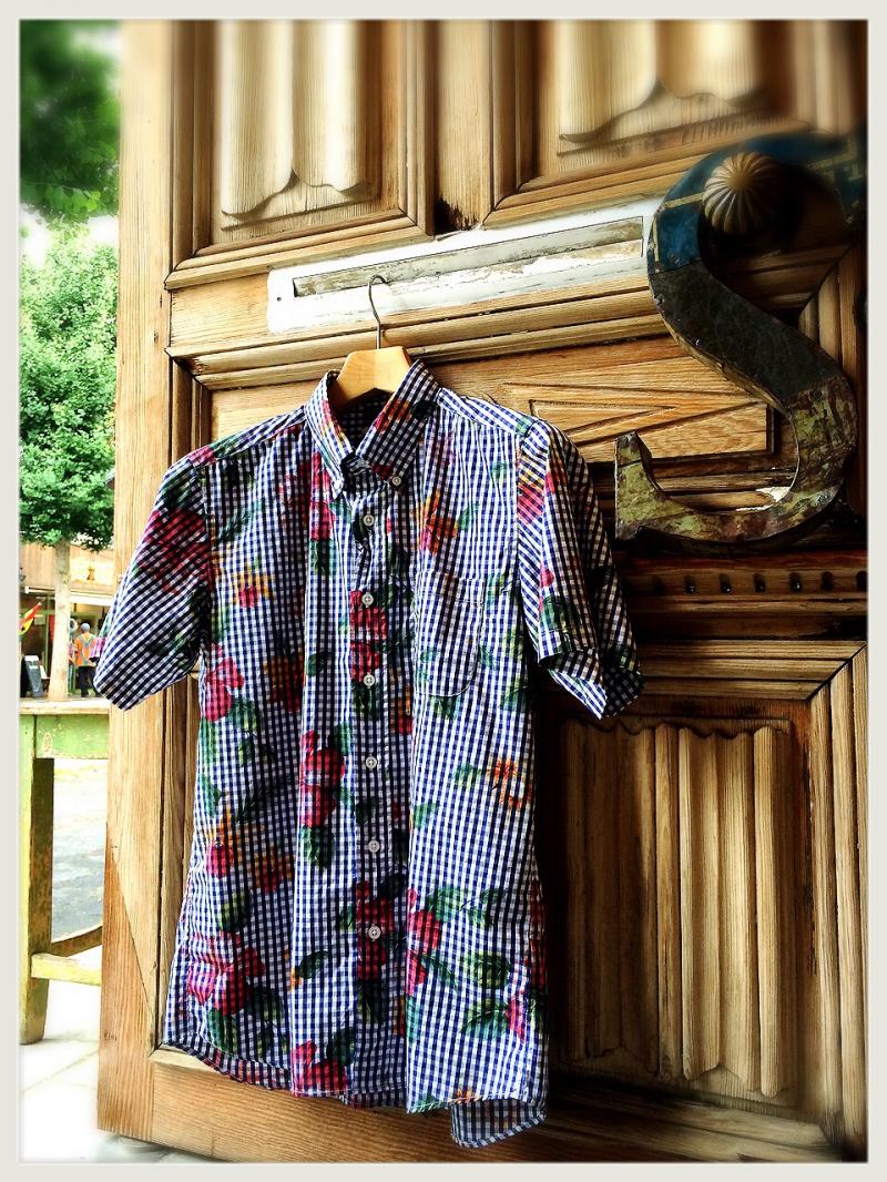 SOPHNET. S/S FLOWER GINGHAM CHECK B.D SHIRT SALE