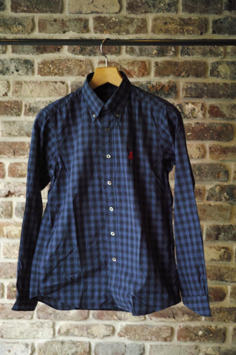 SOPHNET. 156041   INDIGO TYPE WRITER CHECK B.D SHIRT(SCORPION)