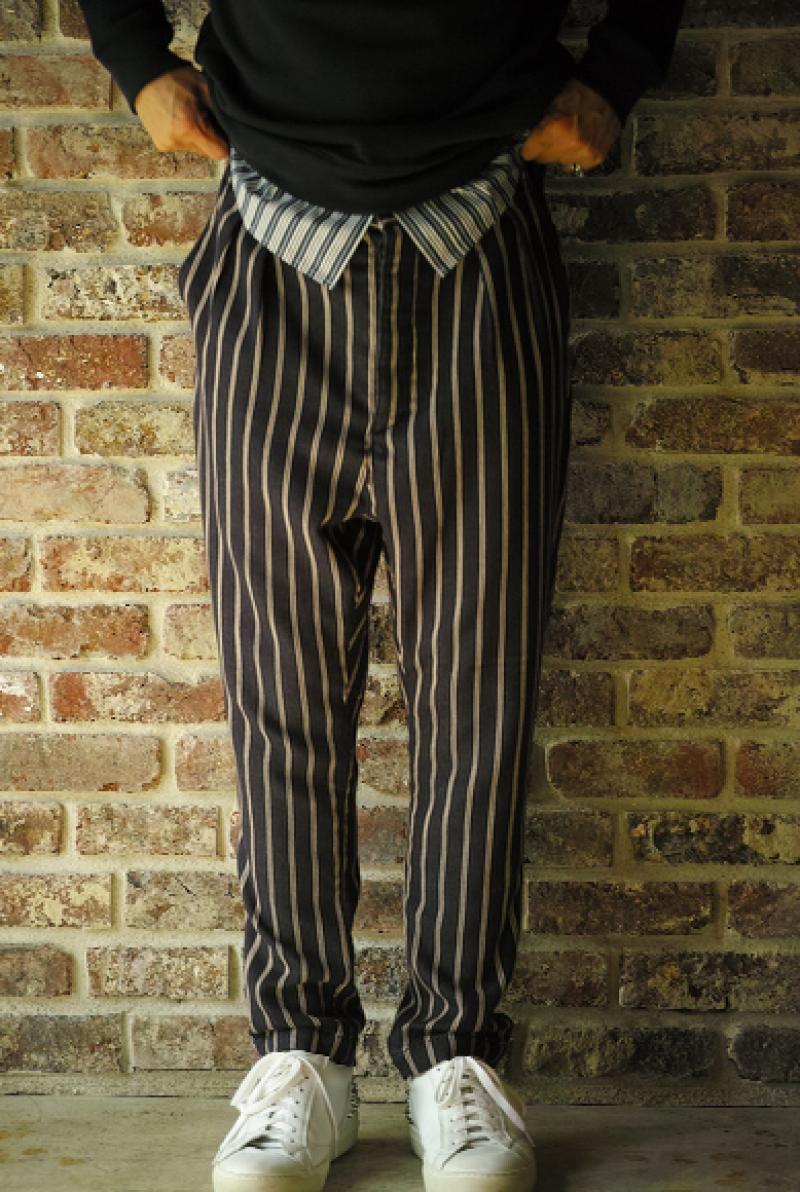 SOPHNET.STRETCH STRIPE JERSEY 4 TUCK PANT