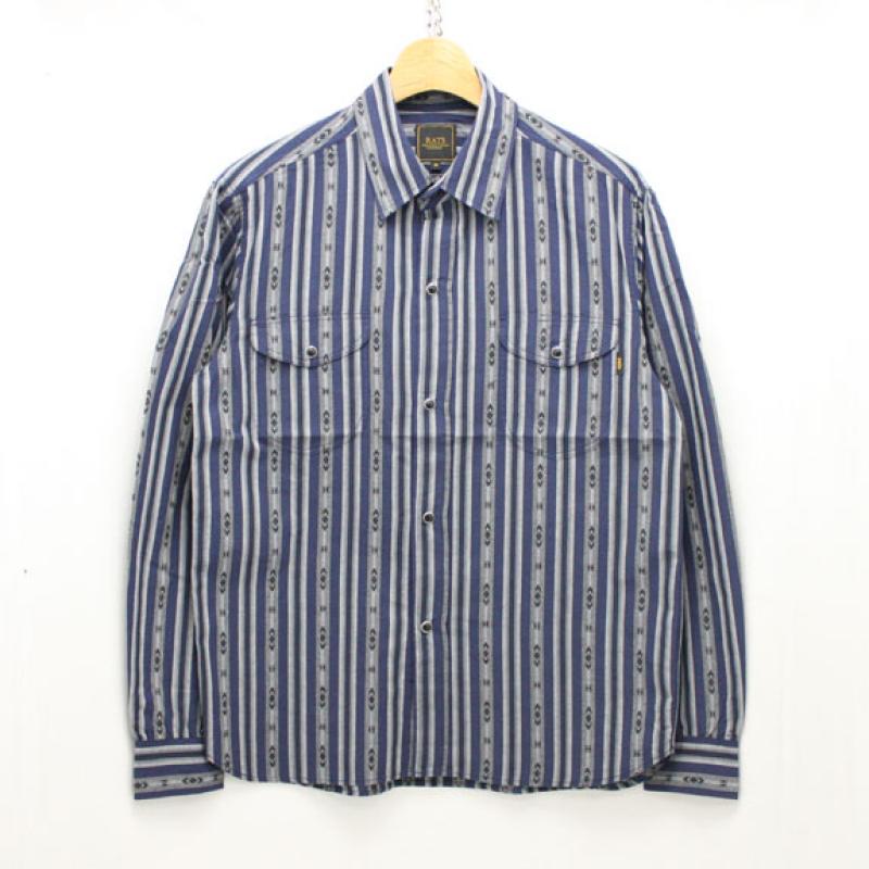 RATS INDIAN STRIPE SHIRT:NAVY !!