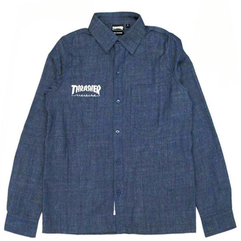 THRASHER MAG L/S SHIRT DENIM