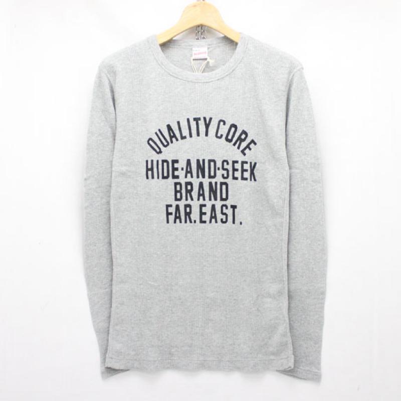 HIDE&SEEK Waffle L/S Shirt (Healthknit 15aw):H-GRAY !!