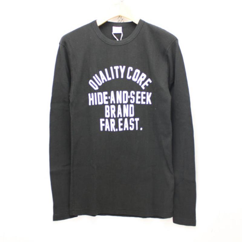 HIDE&SEEK Waffle L/S Shirt (Healthknit 15aw):BLACK !!