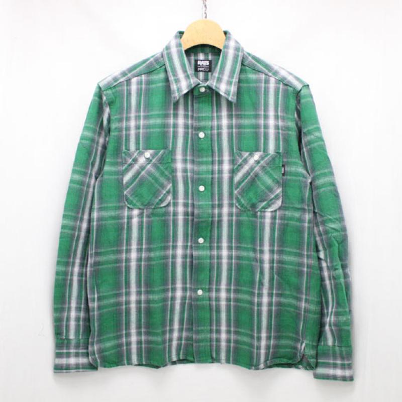 RATS COTTON CHECK FLANNEL SHIRT:GREEN CHECK !!