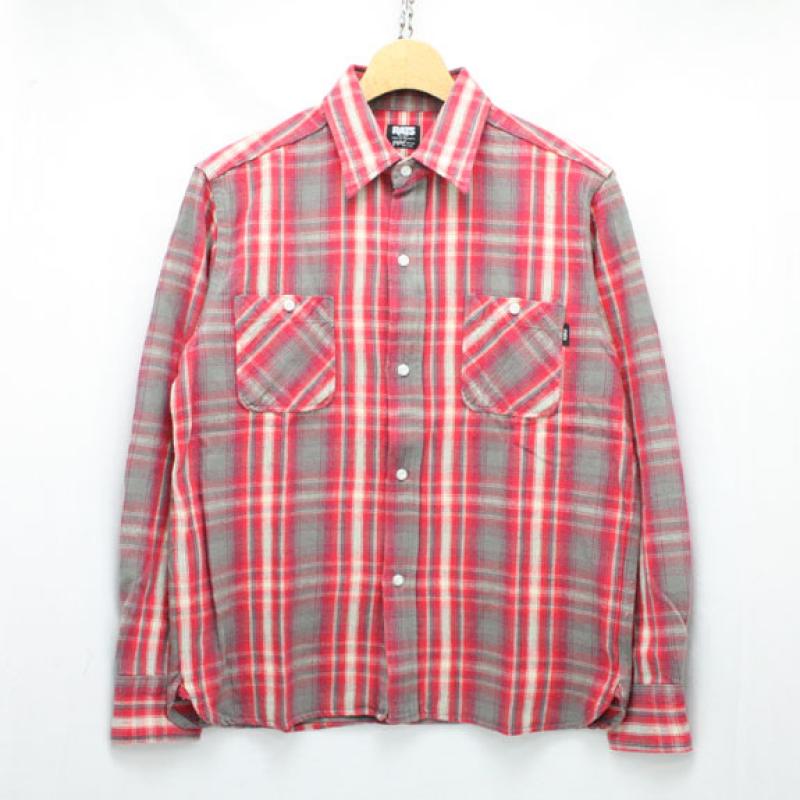 RATS COTTON CHECK FLANNEL SHIRT:RED CHECK !!