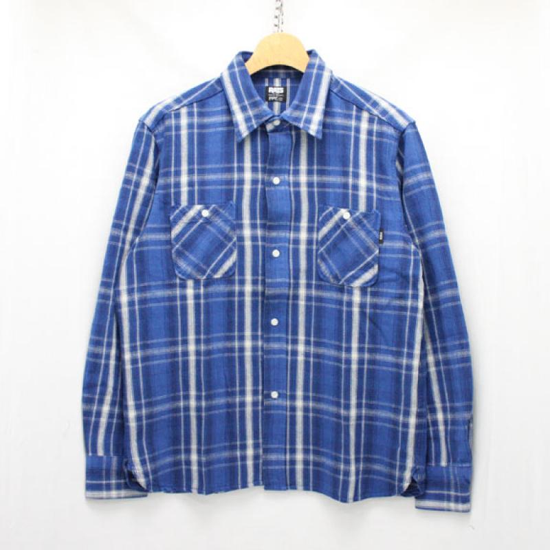 RATS COTTON CHECK FLANNEL SHIRT:NAVY CHECK !!