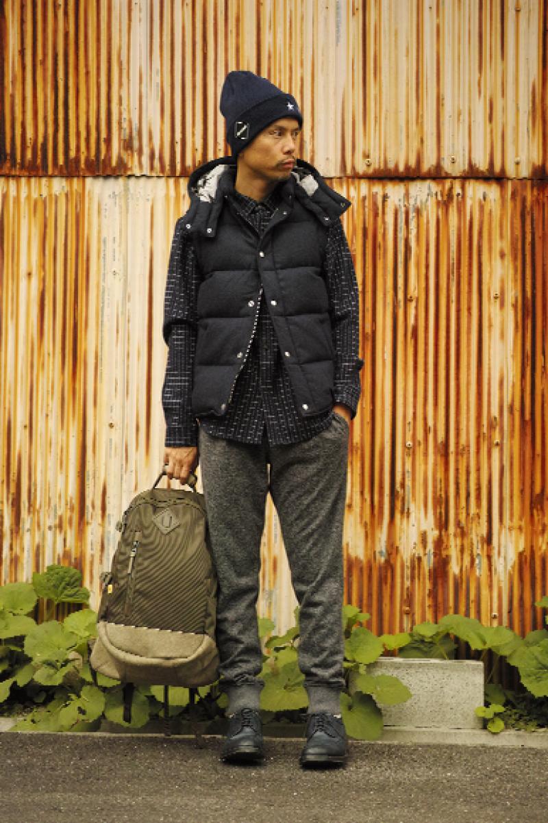 SOPHNET. 156091 WOOL MELANGE HOODED DOWN VEST!