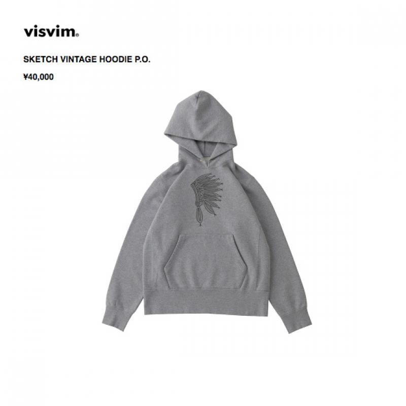 visvim SKETCH VINTAGE HOODIE P.O. GREY