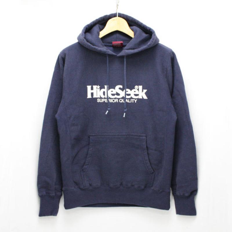 HIDE&SEEK Logo Parka (15aw):NAVY !!