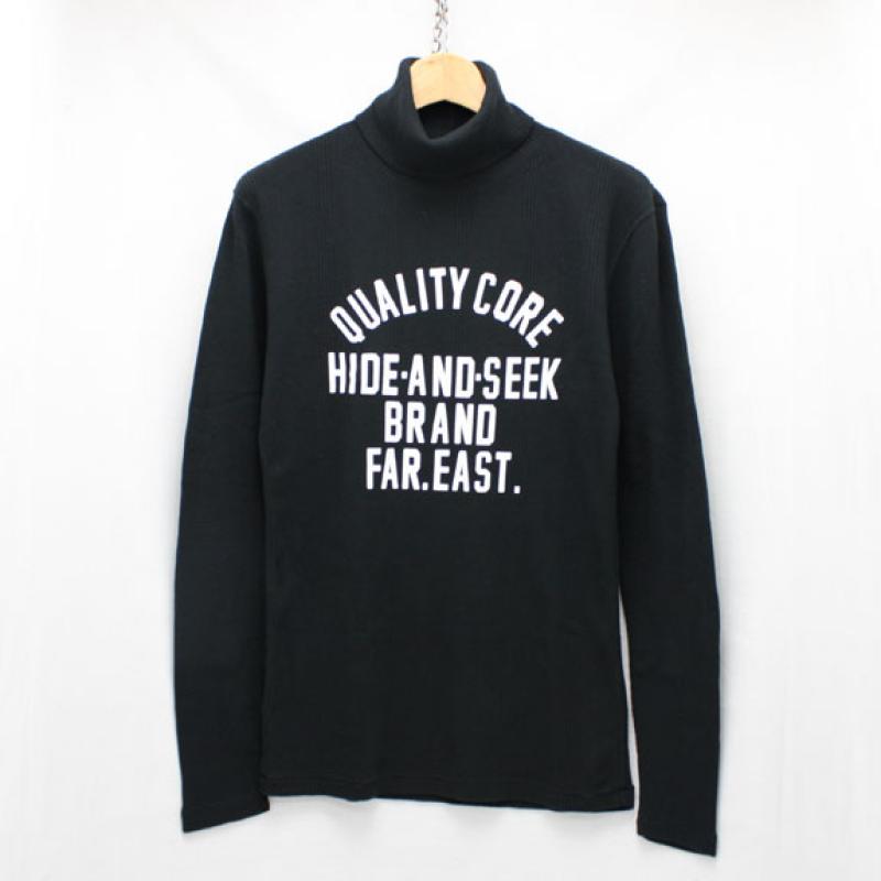 HIDE&SEEK Waffle Hineck L/S (Healthknit 15aw):BLACK !!