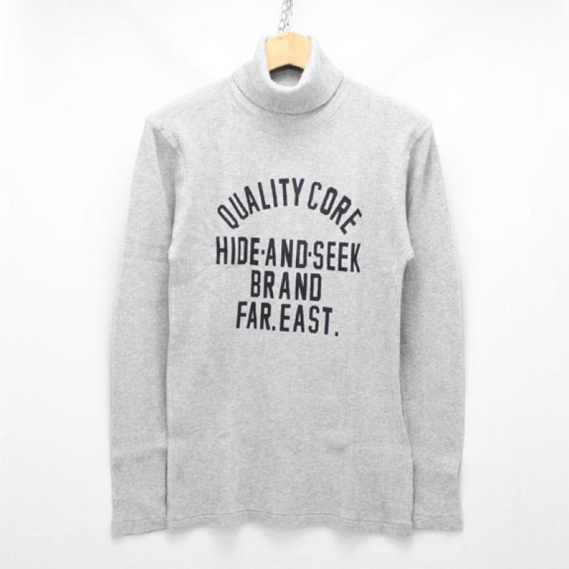 HIDE&SEEK Waffle Hineck L/S (Healthknit 15aw):H-GRAY !!