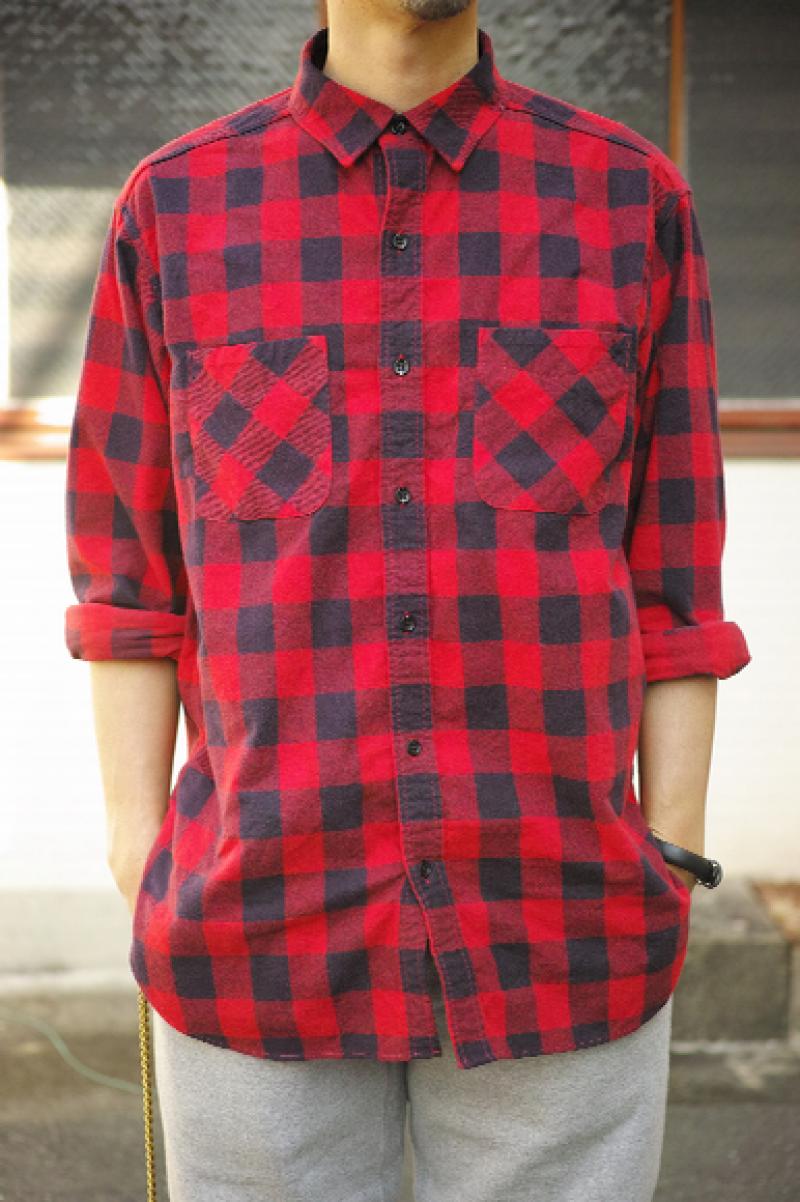  UNUSED US1042 block check nel shirt. COLOR:RED!