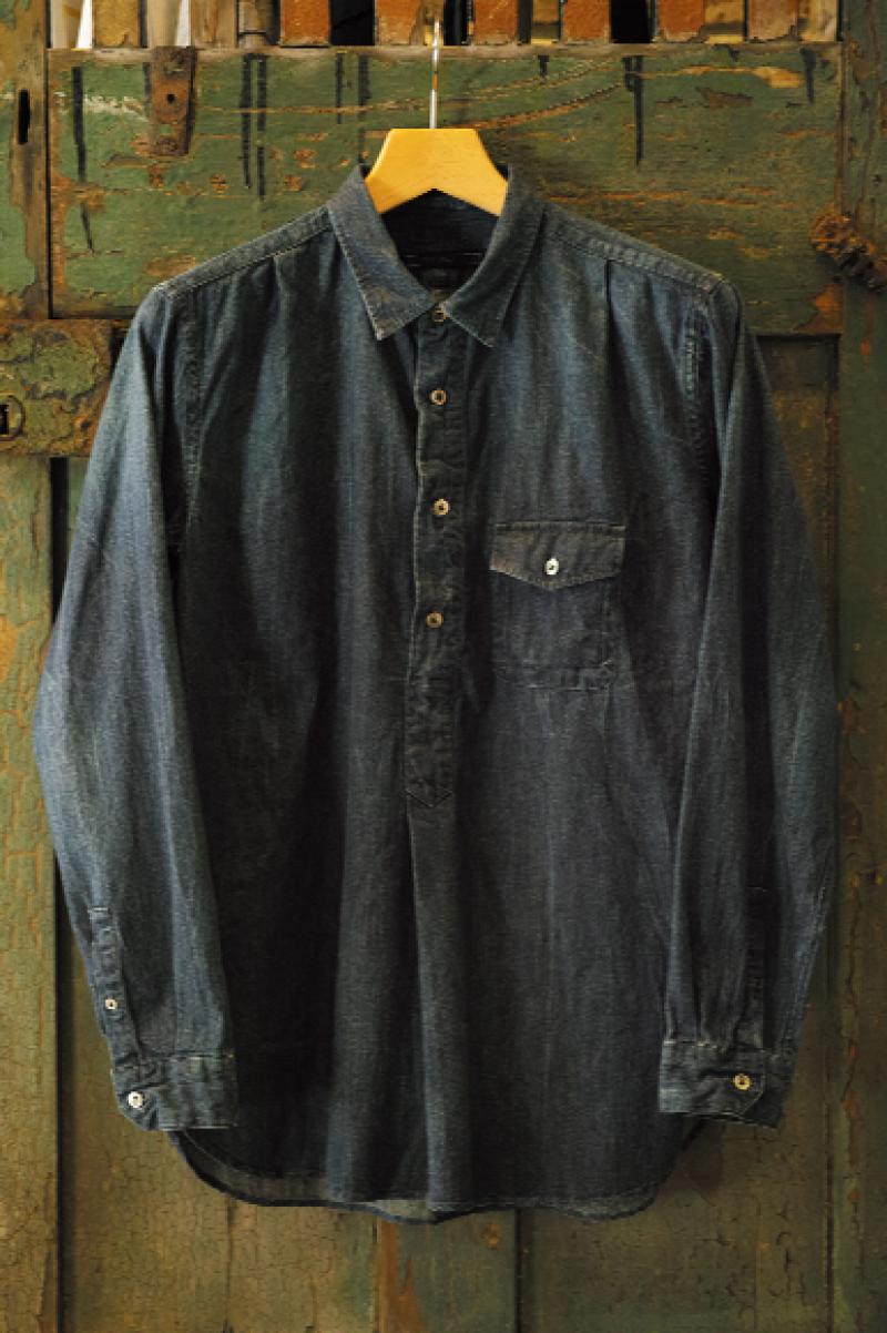 SOPHNET. REGULAR COLLAR PULLOVER DENIM LONG SHIRT