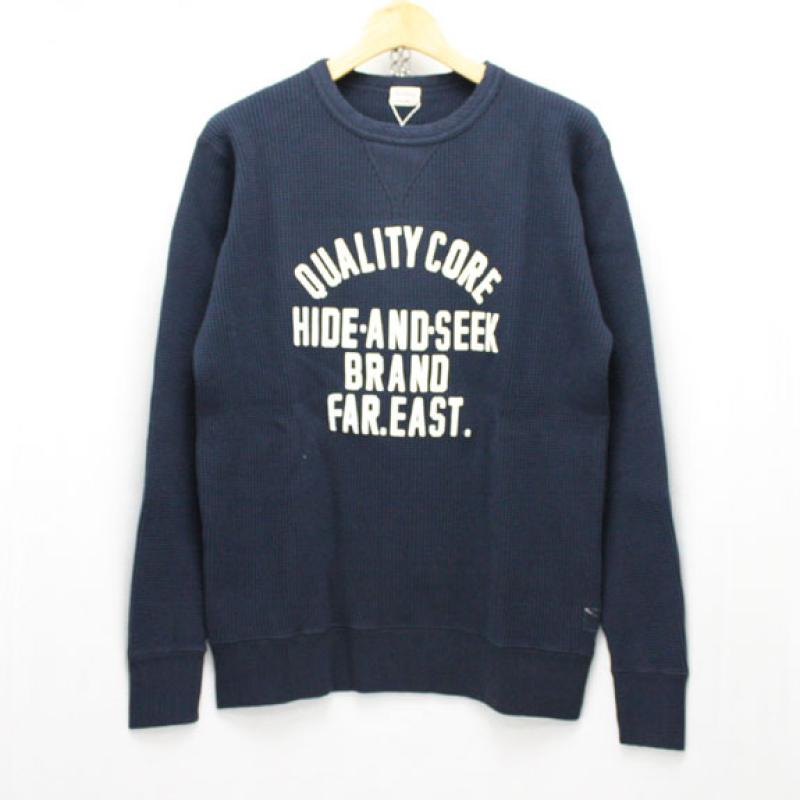 HIDE&SEEK Waffle L/S Shirt (Healthknit 15aw-2):NAVY !!