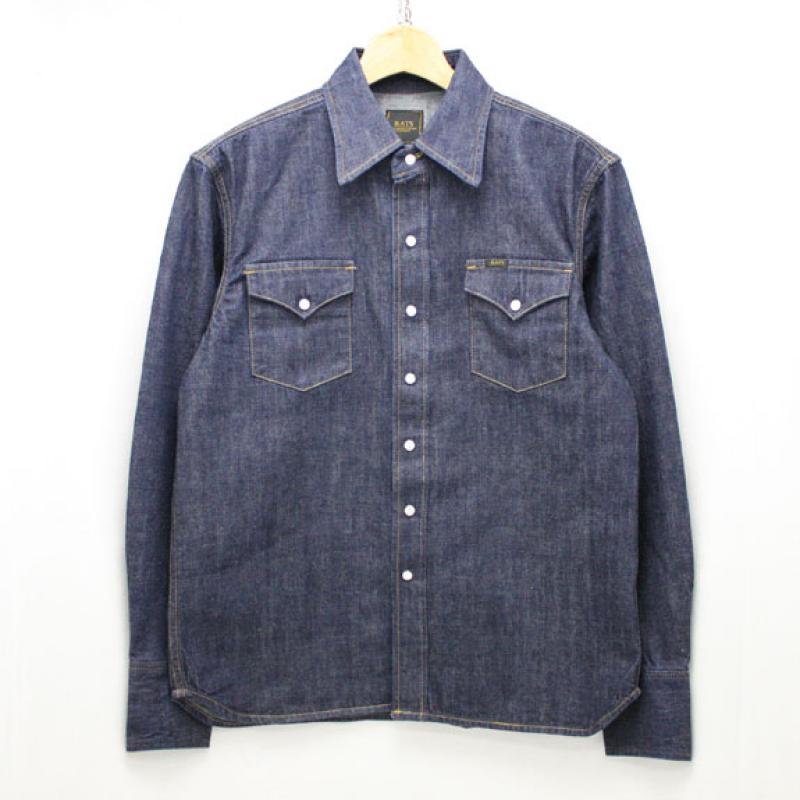 RATS ONE WASH DENIM WESTERN SHIRT:INDIGO !!