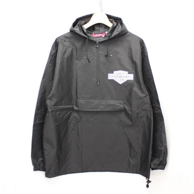 HIDE&SEEK Q.C. Emblem Nylon Parka (16ss):BLACK !!